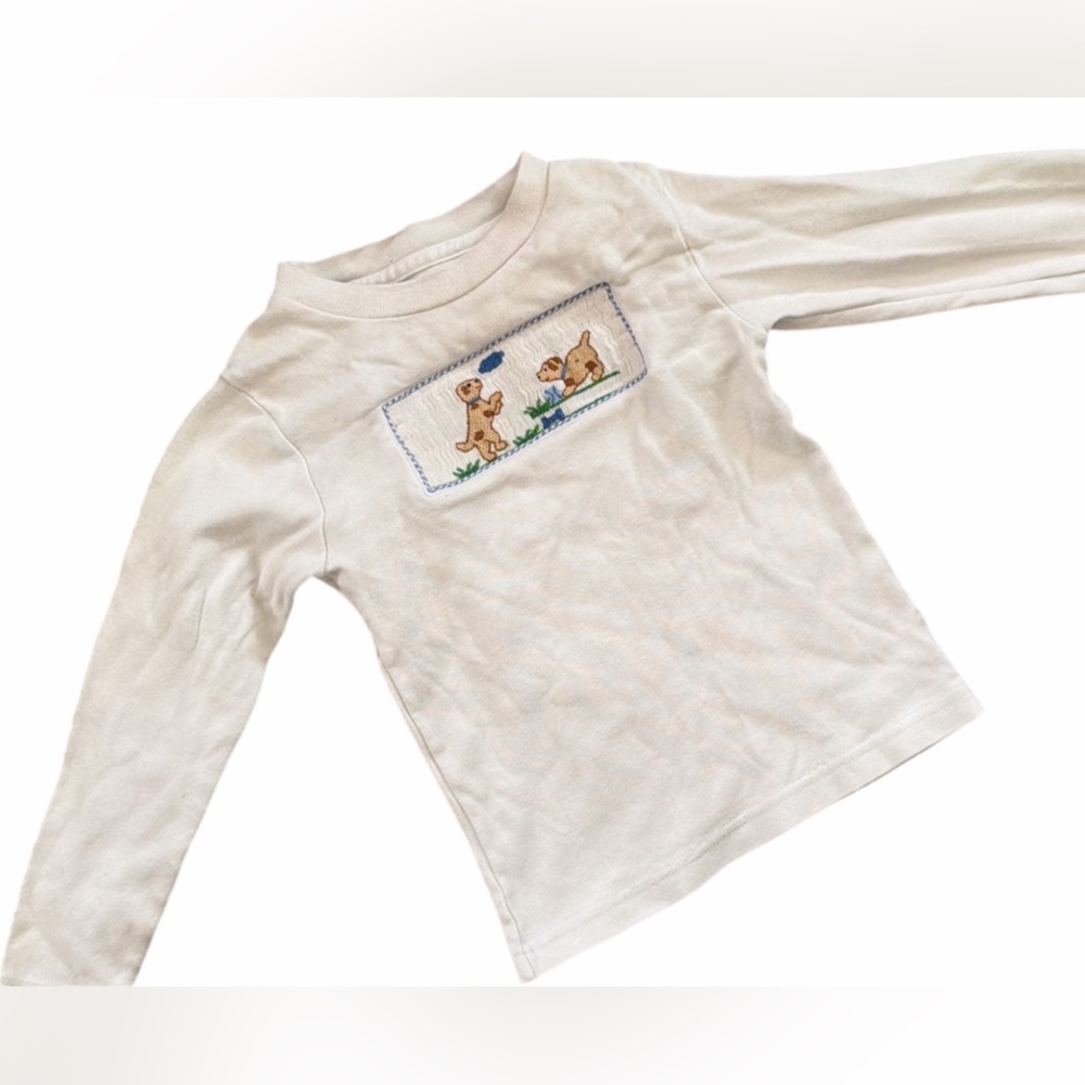 Kids Long Sleeve white Shirt with Embroidered Design
